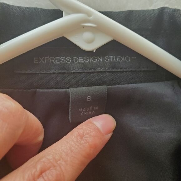 Express Design Studio womens Black Blazer Sz 6 small embroidered 2 buttons fair - Picture 12 of 15